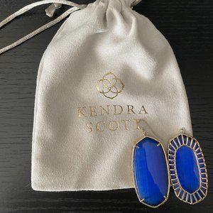Kendra Scott Large Dayla Royal Blue Earrings with Gold Accents/Backing